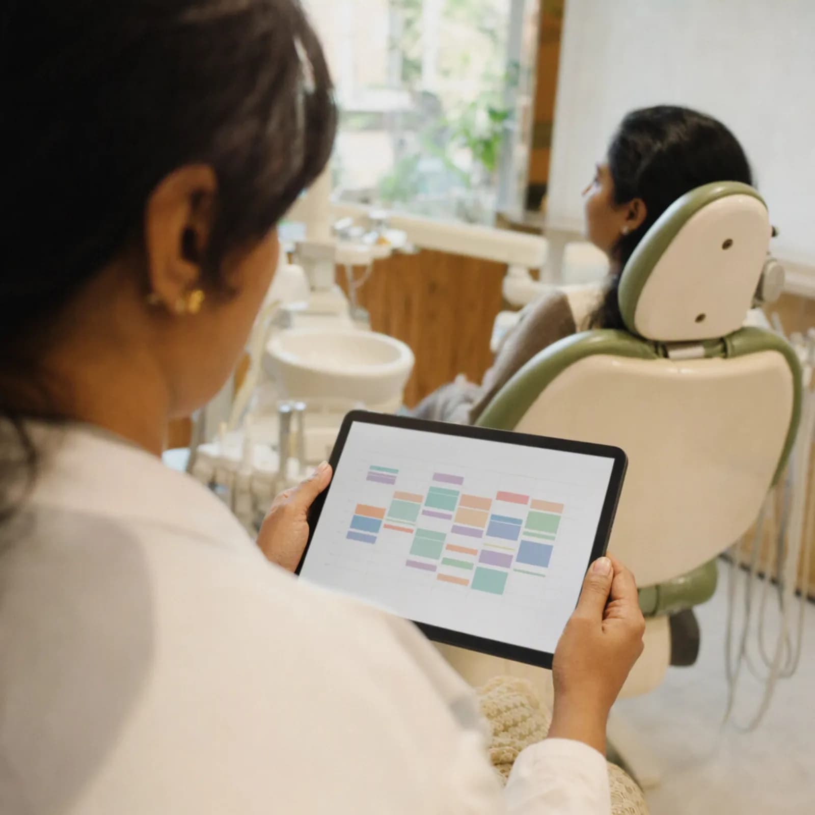 A dentist’s appointment calendar on a tablet